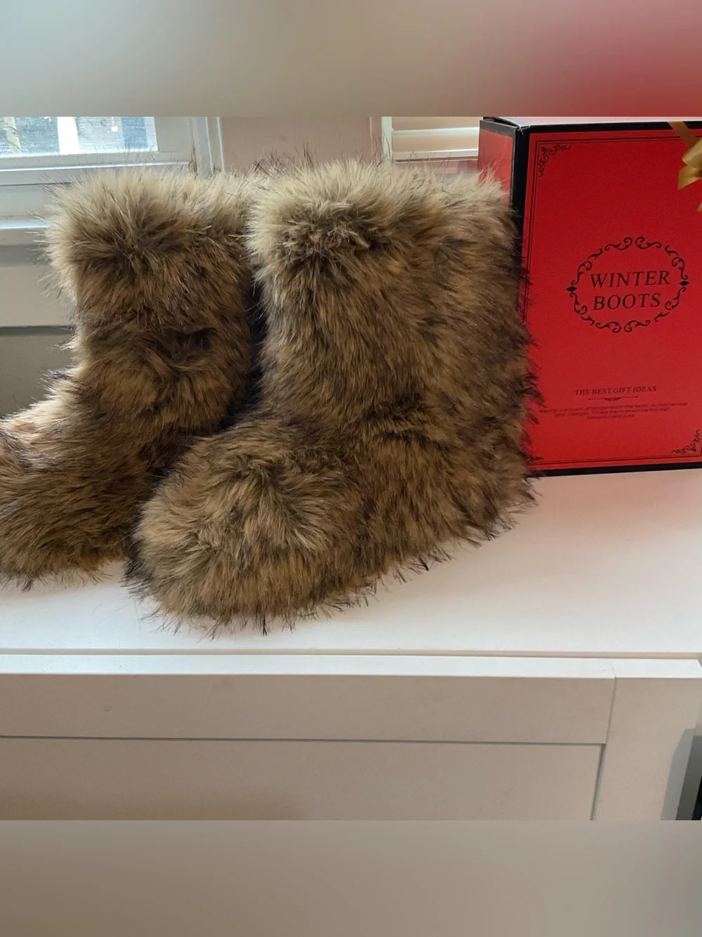 NWT Furry Mid-Calf Boots for Women, size 10, indoor or outdoor, rubber sole.
